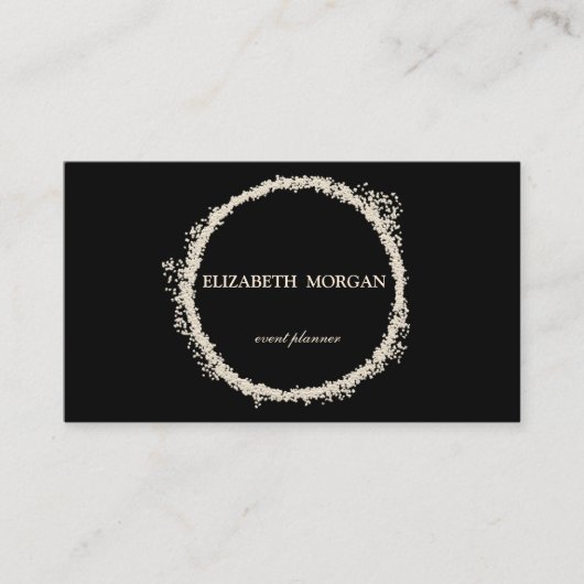 Carte De Visite Elégant Cercle de Confetti Noir Chic (Devant)