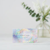 Carte De Visite Elégant cercle moderne violet, Or, Opal (Debout devant)