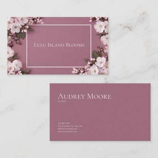 Carte De Visite Élégant cerisier en fleurs Dusty Rose (Devant / Derrière)