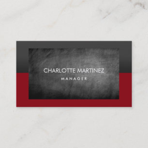 Carte De Visite Élégant Chalboard élégant Red Grey Professionnel