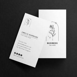 Carte De Visite Élégant Charme Botanique Minimaliste Noir Blanc