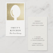 CARTE DE VISITE ÉLÉGANT CHEF DE CUISINE EN ARGENT MINIMAL FAUX (Devant / Derrière)