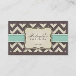 Carte De Visite Elégant Chevron moderne Brown, vert et beige