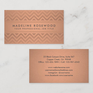 Carte De Visite Élégant Chevron Motif Cuivre Faux Foil