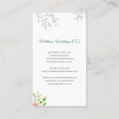 Carte De Visite Elégant chic aquarelle wedding planner botanique (Dos)