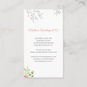 Carte De Visite Elégant chic aquarelle wedding planner botanique (Dos)