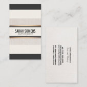 Carte De Visite Élégant Chic Black White Stripes Or (Devant / Derrière)