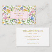 Carte De Visite Élégant Chic Blush rose jaune bleu floral (Devant / Derrière)