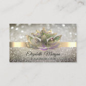 Carte De Visite Elégant Chic Bokeh Gold, Lotus Yoga (Devant)