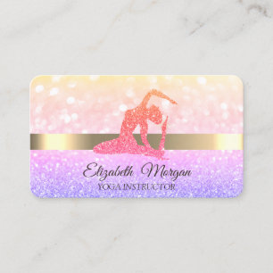 Carte De Visite Élégant Chic Bokeh Paillettes Fille Yoga