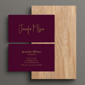 Carte De Visite Élégant Chic Bourgogne & Or Script manuscrit