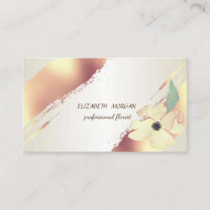 Carte De Visite Élégant Chic, Brush Stroke, Fleur