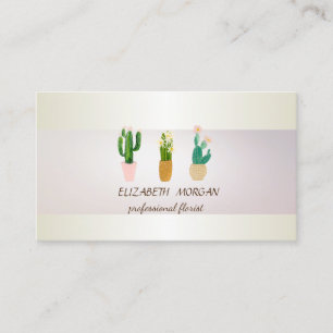 Carte De Visite Élégant chic cactus succulente rayée plantée