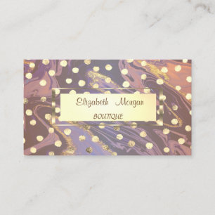 Carte De Visite Élégant Chic, Cadre Doré, Confettis, Points