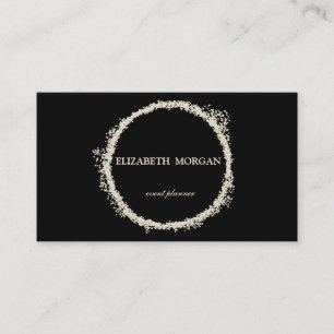 Carte De Visite Élégant Chic Cercle Confettis Noir Or