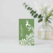 Carte De Visite Élégant chic chic vert et blanc paon (Debout devant)