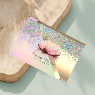 Carte De Visite Élégant Chic Confettis Lotus Doré