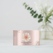 Carte De Visite Elégant Chic Diamonds Lotus Rose Gold Beauty Salon (Debout devant)