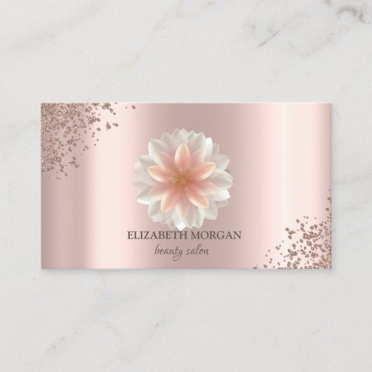 Carte De Visite Elégant Chic Diamonds Lotus Rose Gold Beauty Salon (Devant)