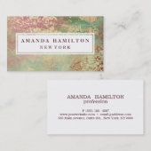 Carte De Visite Élégant chic doré bleu vert rose (Devant / Derrière)