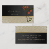 Carte De Visite Élégant Chic Élégant, Damas, Noir, Cerisier Arbre (Devant / Derrière)