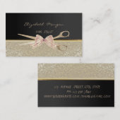 Carte De Visite Élégant Chic élégant, Damas, Noir, Ciseaux (Devant / Derrière)