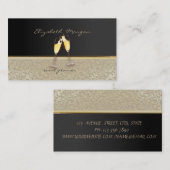 Carte De Visite Élégant Chic élégant, Damas, Noir, Lunettes (Devant / Derrière)