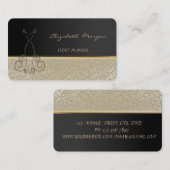 Carte De Visite Élégant Chic Élégant, Damas, Noir, Robe (Devant / Derrière)