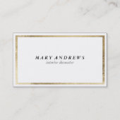 Carte De Visite Élégant chic faux feuille or plaine blanc luxe (Devant)