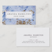 Carte De Visite Élégant chic faux or bleu marbre professionnel (Devant / Derrière)