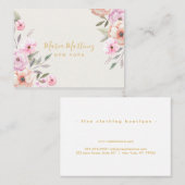 Carte De Visite Elégant Chic Gold Frame Girly Rose Floral (Devant / Derrière)