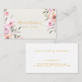 Carte De Visite Elégant Chic Gold Frame Girly Rose Floral (Devant / Derrière)