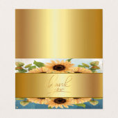 Carte De Visite Elégant Chic Gold SunflowersThank You Card (Extérieur déplié)