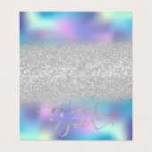 Carte De Visite Élégant Chic Holographique Argent Bokeh Merci (Extérieur déplié)