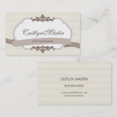 CARTE DE VISITE élégant chic ivoire brun (Devant / Derrière)