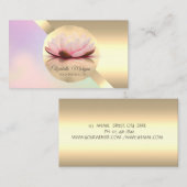 Carte De Visite Élégant Chic Lotus or Fleur géométrique (Devant / Derrière)