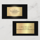 Carte De Visite Élégant Chic Lotus Professional, Faux Gold, Noir (Devant / Derrière)
