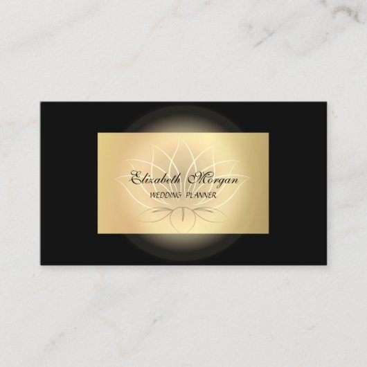 Carte De Visite Élégant Chic Lotus Professional, Faux Gold, Noir (Devant)