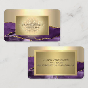 Carte De Visite Élégant Chic Lotus Professionnel, Marbre Violet Do