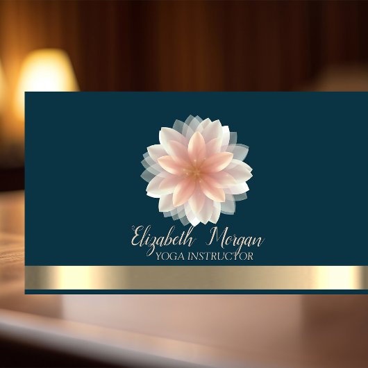 Carte De Visite Élégant Chic Lotus Rayure Or