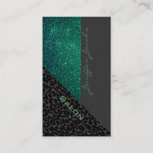 Carte De Visite Élégant chic luxe contemporain léopard glittery