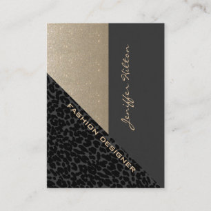 Carte De Visite Élégant chic luxe contemporain léopard glittery