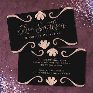 Carte De Visite Élégant chic luxe féminin rose et noir