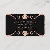 Carte De Visite Élégant chic luxe féminin rose et noir (Dos)