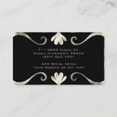 Carte De Visite Élégant Chic Luxe Feminine Black & Silver (Dos)