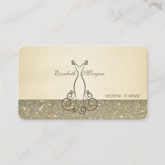 Carte De Visite Élégant Chic Luxueux Professionnel, Pailleté, Robe (Devant)