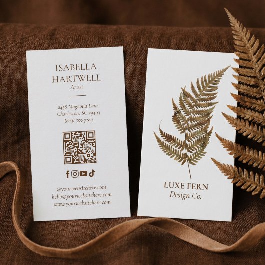 Carte De Visite Elegant Chic Modern Luxury Botanical Fern Greenery