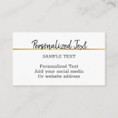 Carte De Visite Élégant Chic Moderne Faux Or Luxe Personnalisé (Dos)