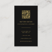 Carte De Visite Élégant chic noir et or marbre Monogramme (Dos)