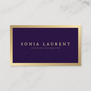 Carte De Visite Elégant chic or métallique foncé violet minimalist